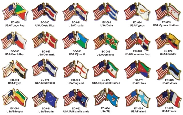 page 2 world flag / USA friendship pins